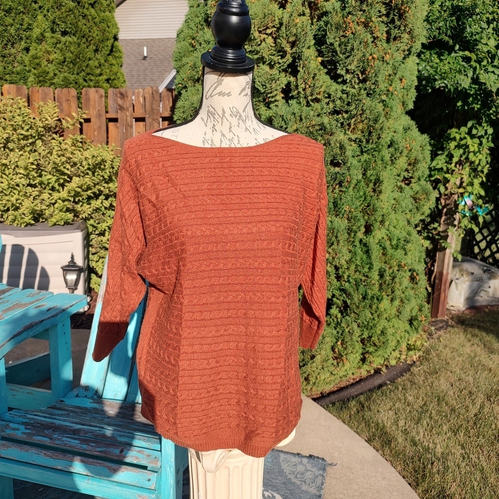 💥3/$20 Market & Spruce Medium Rust Orange Lightweight Sweater!